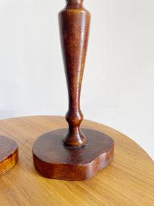 Wooded Carved Candlestick Holders