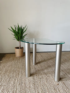 Post Modern Glass Kidney Side Table