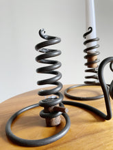 Load image into Gallery viewer, Pair of Vintage Courting Wrought Iron Spiral Adjustable Candle Holders
