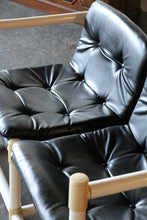 Load image into Gallery viewer, MCM mid-century modern white PVC love seat  with black vinyl upholstery in the style of Jerry Johnson for Landes Manufacturing Co.
