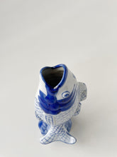 Load image into Gallery viewer, Vintage Koi Vase Sculpture Decorative Blue White Pottery
