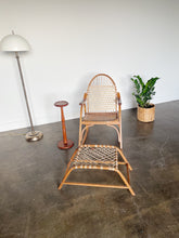 Load image into Gallery viewer, Vintage Snowshoe Oak &amp; Rawhide Rocking Chair and Ottoman  by Vermont Tubbs, circa 1960s
