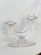 Load image into Gallery viewer, Fostoria Etched  Clear Glass Double Candle Stick Holders
