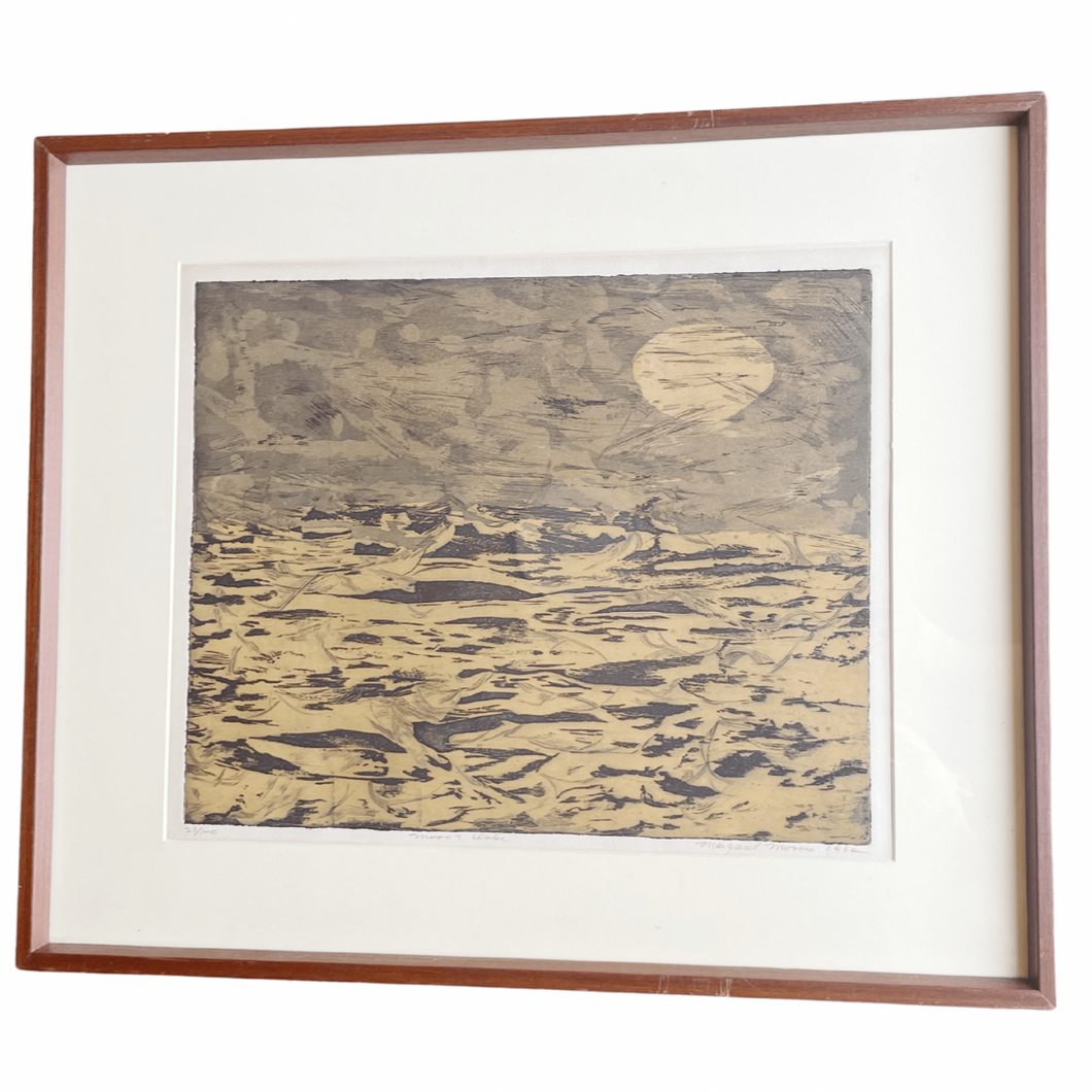 Signed  & Framed Silkscreen, limited edition 23/100. Titled Moon & Water and signed Margaret Morris 1962