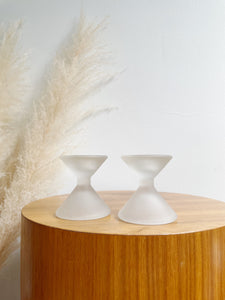 Frosted Glass Post Modern Candlestick Holders
