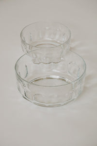 Set of Two Arcoroc France Glass Bowls w Ached Detail