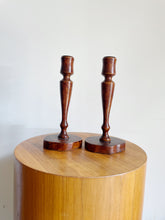 Load image into Gallery viewer, Wooded Carved Candlestick Holders
