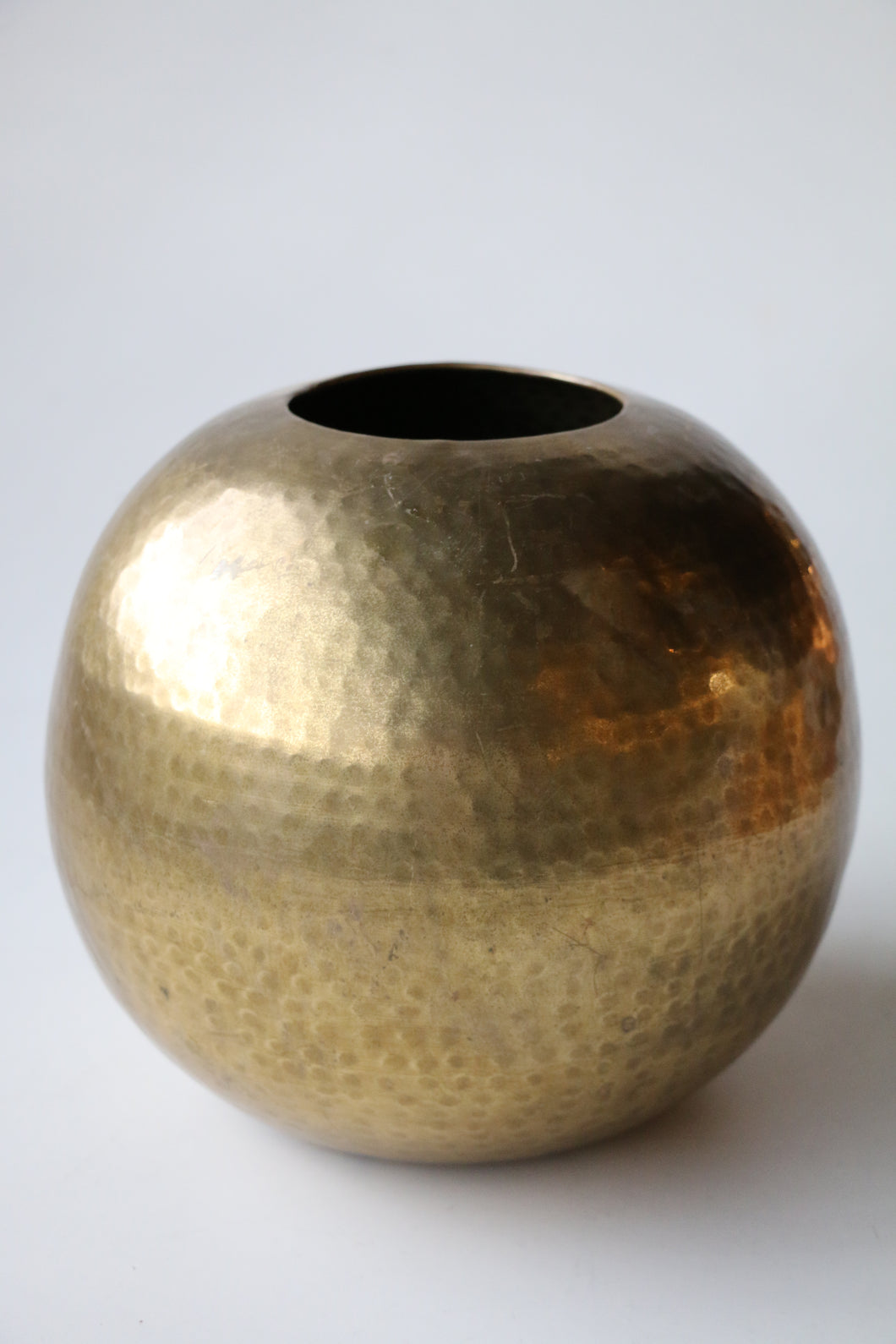Vintage Hammered 11” Brass Bowl Vase