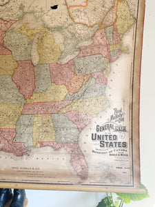 Rand McNally & Co. School Roll Down Map of the World 1893