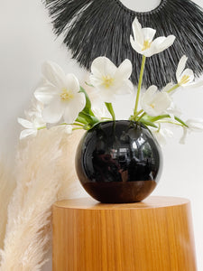 Mid Century Modern Black Orb Vase