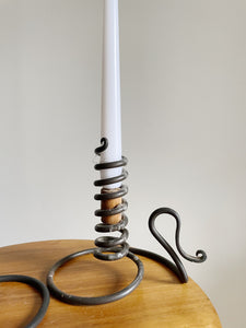 Pair of Vintage Courting Wrought Iron Spiral Adjustable Candle Holders
