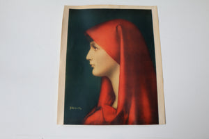 Vintage Phonochrome Fabiola Portrait by Jean Jacques Henner printed in Italy