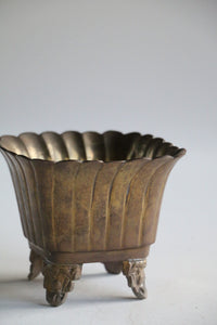 Scalloped Brass Footed Planter
