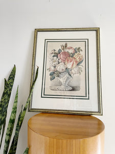 Framed Currier and Ives Still Life Lithograph Titled "The Vase of Flowers"