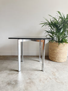 Mid Century Modern Chrome  and Smoked Glass Side Table