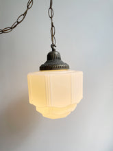Load image into Gallery viewer, Vintage Art Deco Empire Milkglass Pendant// Swag Lamp
