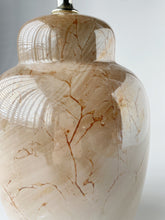 Load image into Gallery viewer, Mid Century High GlossIivory and Brown Marble Glaze Large Ginger Jar Table Lamp
