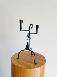 Wrought Iron Candelabra with Candle Snuffer
