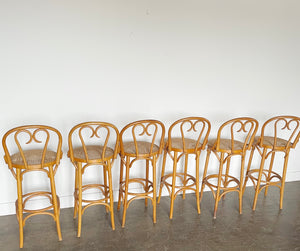 Thonet 1950s Rattan Bar Stools witch Cane Seats