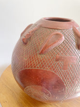 Load image into Gallery viewer, Vintage Marajoara Terra Cotta Amazon Brazil Red Clay Face Pottery Pot Vase 
