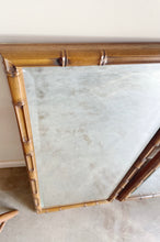 Load image into Gallery viewer, Pair of Faux Bamboo Carved Walnut Beveled Wall Mirrors
