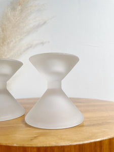 Frosted Glass Post Modern Candlestick Holders