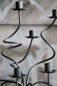 Abstract Wavy Metal 6 Arm Candle Holder Centerpiece Candelabra