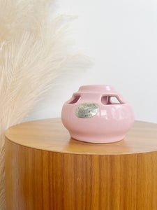 Vintage Camark Art Pottery Pink Flower Frog Vase