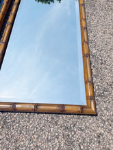 Load image into Gallery viewer, Pair of Faux Bamboo Carved Walnut Beveled Wall Mirrors
