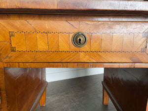 Antique Fruit Wood Twin Pedestal Partner Desk