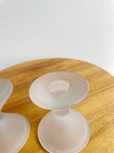 Frosted Glass Post Modern Candlestick Holders
