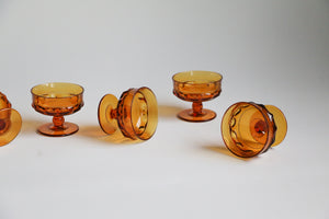 5 Colony Thumbprint Amber Glass Champagne/ Coupe Glasses