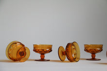 Load image into Gallery viewer, 5 Colony Thumbprint Amber Glass Champagne/ Coupe Glasses
