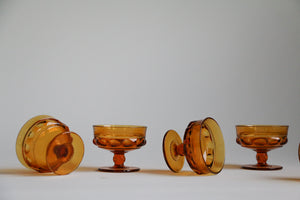 5 Colony Thumbprint Amber Glass Champagne/ Coupe Glasses