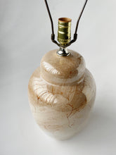 Load image into Gallery viewer, Mid Century High GlossIivory and Brown Marble Glaze Large Ginger Jar Table Lamp

