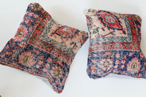 Pair of Hand-Knotted Wool Rug Pillows