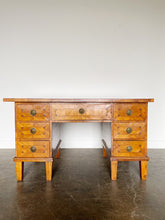 Load image into Gallery viewer, Antique Fruit Wood Twin Pedestal Partner Desk

