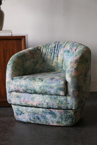Mcm Floral Swivel Arm Chair