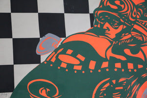 "Checkered Flag" 1970s Signed Serigraph by Benard W Brooks