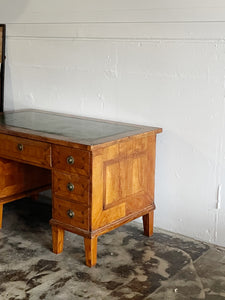 Antique Fruit Wood Twin Pedestal Partner Desk