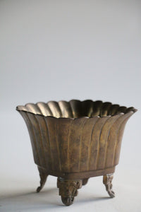 Scalloped Brass Footed Planter