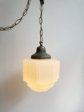 Load image into Gallery viewer, Vintage Art Deco Empire Milkglass Pendant// Swag Lamp
