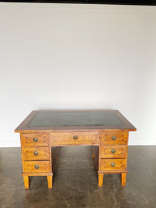 Antique Fruit Wood Twin Pedestal Partner Desk