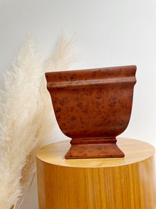 Faux Burled Wood Footed Planter