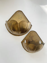 Load image into Gallery viewer, Pair of Scalloped Brass Wall Planters
