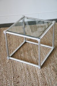 Mid Century Modern Chrome Cube Side Table