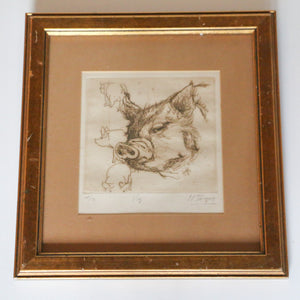 Framed Pig Drawing