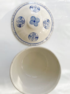 Ceramic Crane Motif Lidded Bowl