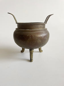 Brass Footed Planter with Dragon Motif