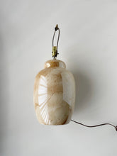Load image into Gallery viewer, Mid Century High GlossIivory and Brown Marble Glaze Large Ginger Jar Table Lamp
